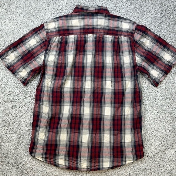 Carhartt Shirt Mens Medium Button Up Short Sleeve Relaxed Fit Plaid Front Pocket - Picture 3 of 3